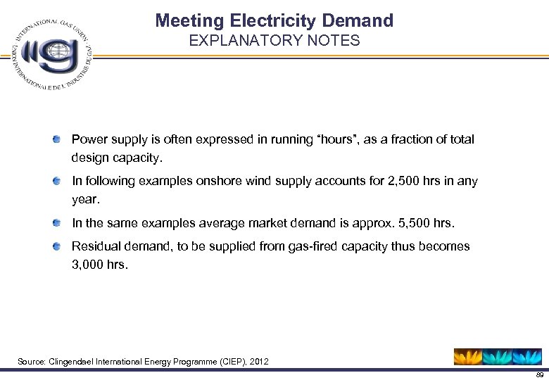 Meeting Electricity Demand EXPLANATORY NOTES Power supply is often expressed in running “hours”, as