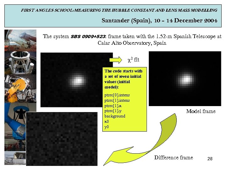 FIRST ANGLES SCHOOL: MEASURING THE HUBBLE CONSTANT AND LENS MASS MODELLING Santander (Spain), 10