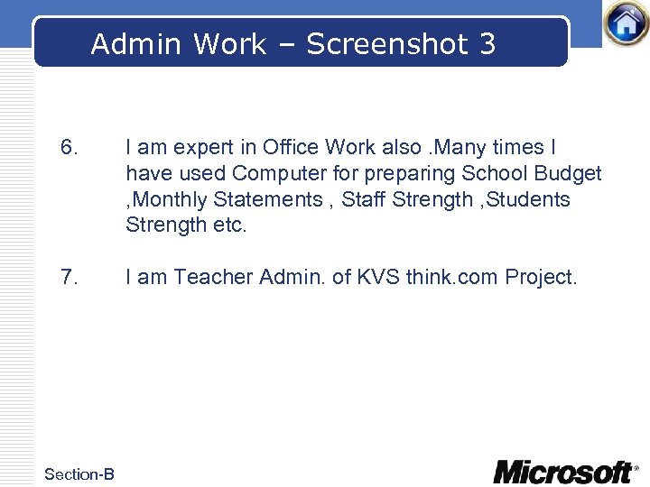 Admin Work – Screenshot 3 6. I am expert in Office Work also. Many