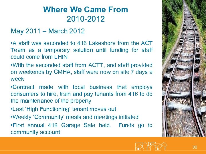 Where We Came From 2010 -2012 May 2011 – March 2012 • A staff