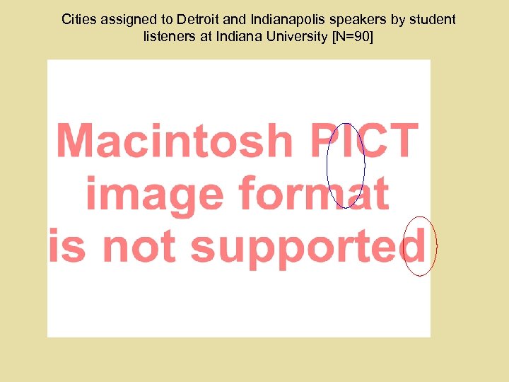 Cities assigned to Detroit and Indianapolis speakers by student listeners at Indiana University [N=90]