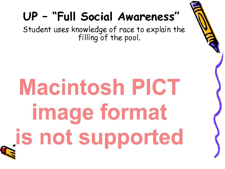 UP – “Full Social Awareness” Student uses knowledge of race to explain the filling