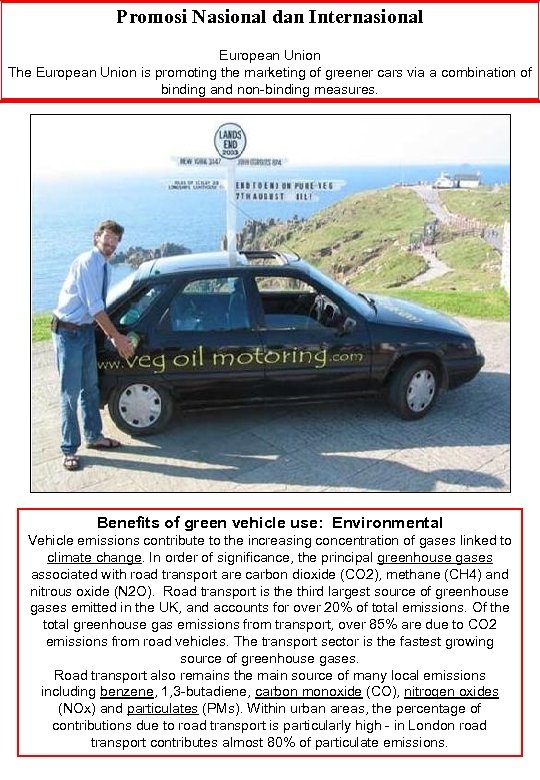 Promosi Nasional dan Internasional European Union The European Union is promoting the marketing of