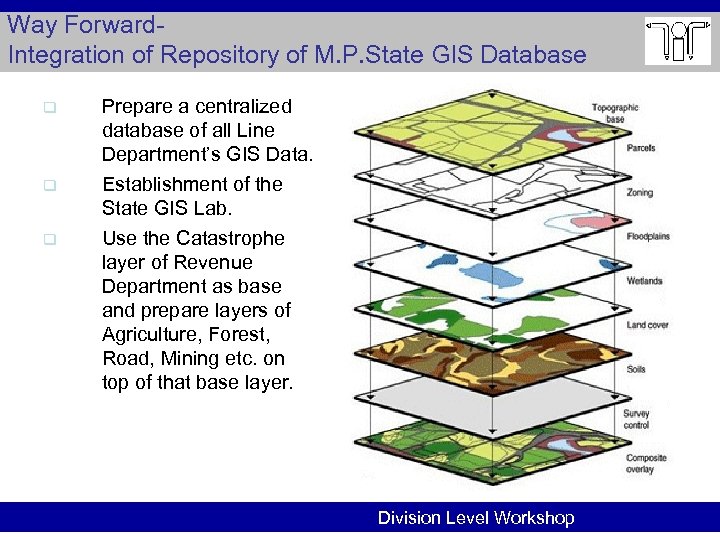 Way Forward. Integration of Repository of M. P. State GIS Database q q q