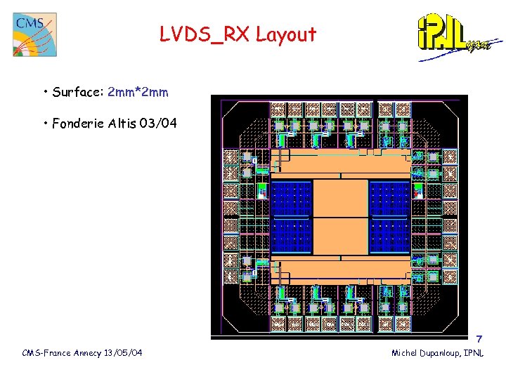 LVDS_RX Layout • Surface: 2 mm*2 mm • Fonderie Altis 03/04 7 CMS-France Annecy