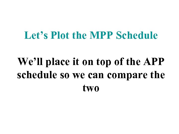 Let’s Plot the MPP Schedule We’ll place it on top of the APP schedule