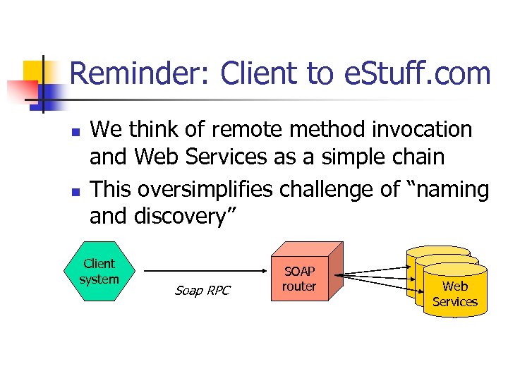 Reminder: Client to e. Stuff. com n n We think of remote method invocation