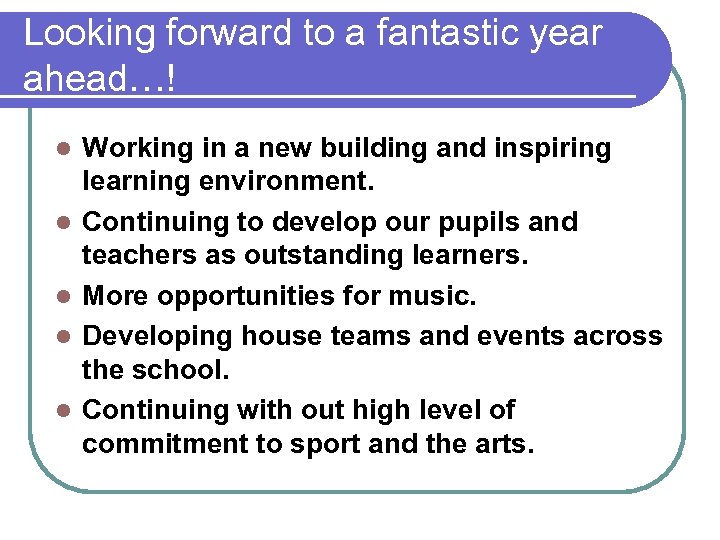 Looking forward to a fantastic year ahead…! l l l Working in a new