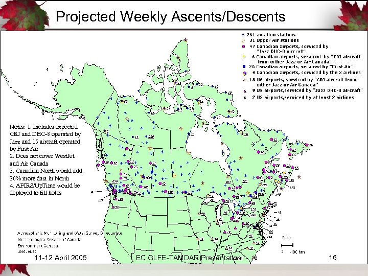 Projected Weekly Ascents/Descents Notes: 1. Includes expected CRJ and DHC-8 operated by Jazz and