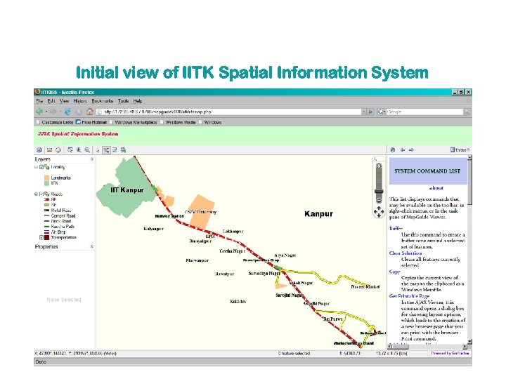 Initial view of IITK Spatial Information System 