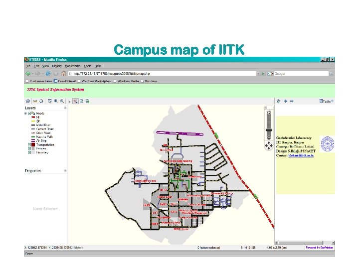 Campus map of IITK 