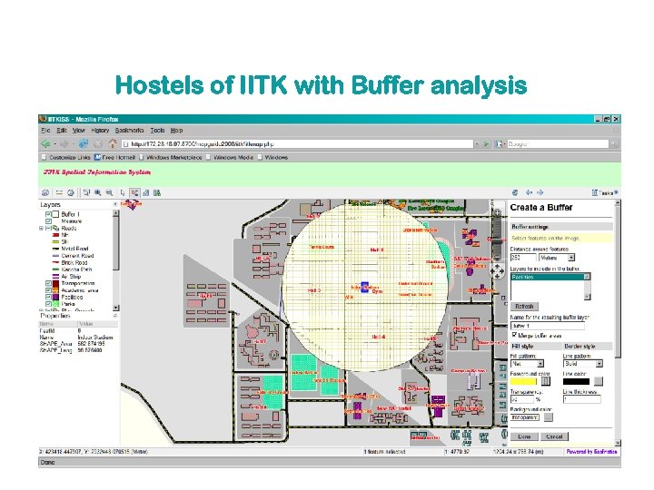 Hostels of IITK with Buffer analysis 