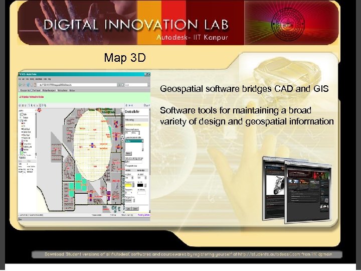 Map 3 D Geospatial software bridges CAD and GIS Software tools for maintaining a