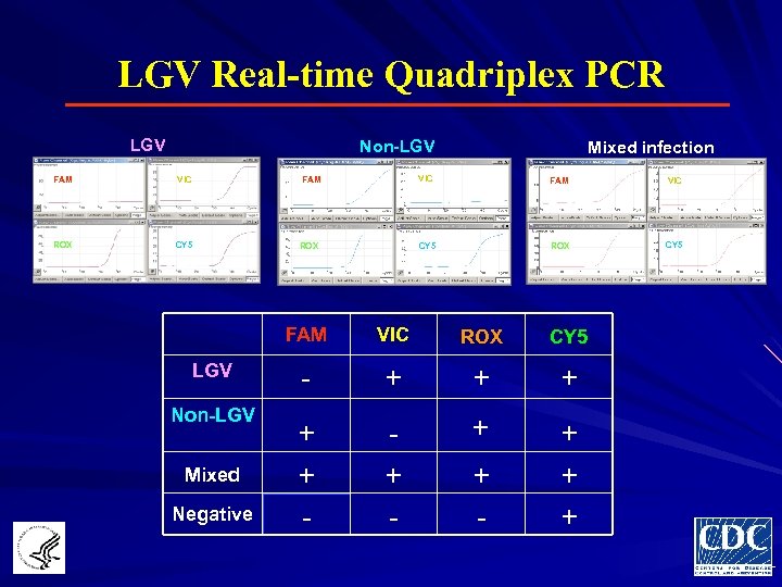LGV Real-time Quadriplex PCR LGV Non-LGV Mixed infection FAM VIC ROX CY 5 FAM