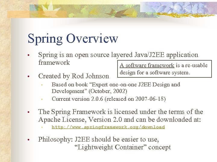 Spring Framework Spring Overview Spring