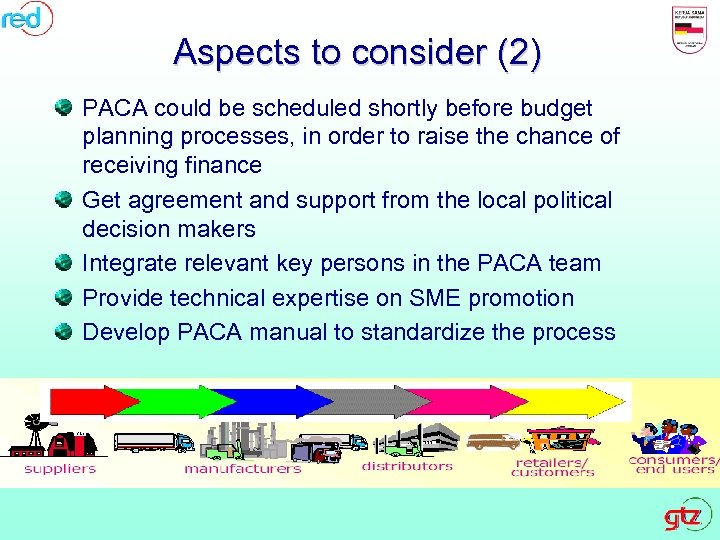 Aspects to consider (2) PACA could be scheduled shortly before budget planning processes, in