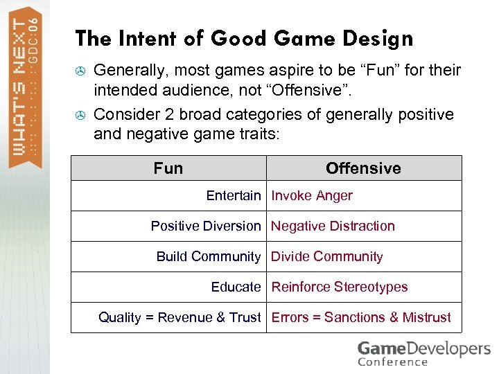 The Intent of Good Game Design > > Generally, most games aspire to be