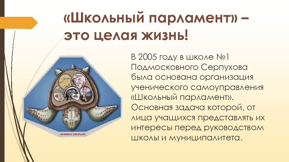 «Школьный парламент» – это целая жизнь! В 2005 году в школе № 1