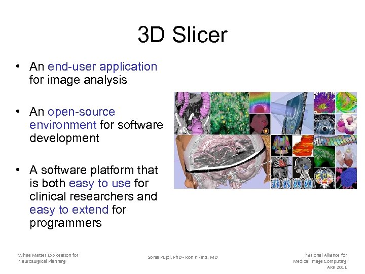 3 D Slicer • An end-user application for image analysis • An open-source environment