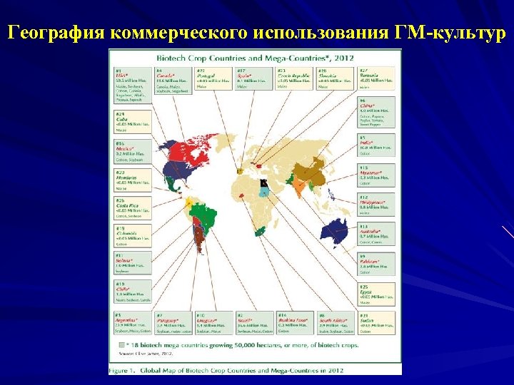 География коммерческого использования ГМ-культур 