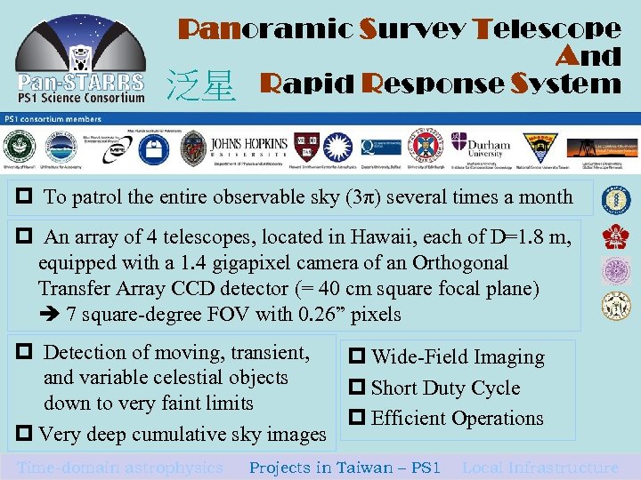 Panoramic Survey Telescope And 泛星 Rapid Response System p To patrol the entire observable