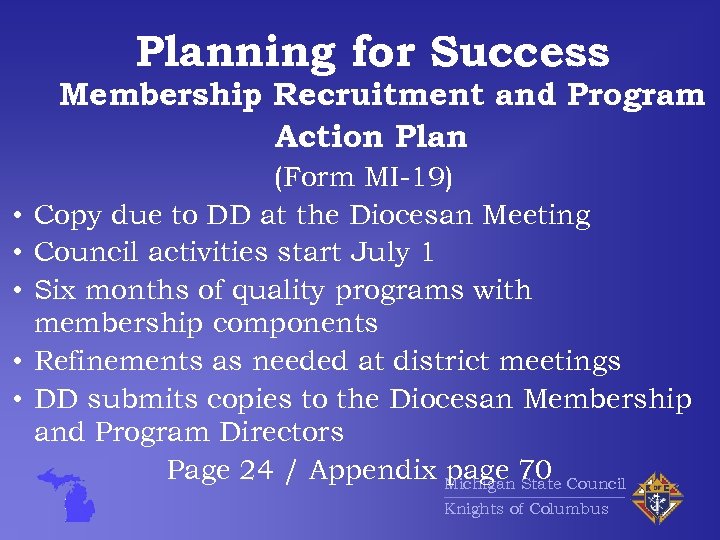 Planning for Success Membership Recruitment and Program Action Plan • • • (Form MI-19)