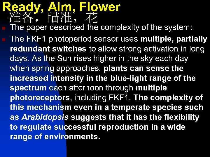 Ready, Aim, Flower 准备，瞄准，花 n n The paper described the complexity of the system:
