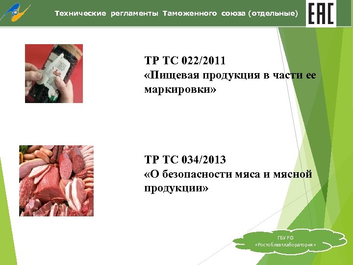 Технические регламенты Таможенного союза (отдельные) ТР ТС 022/2011 «Пищевая продукция в части ее маркировки»