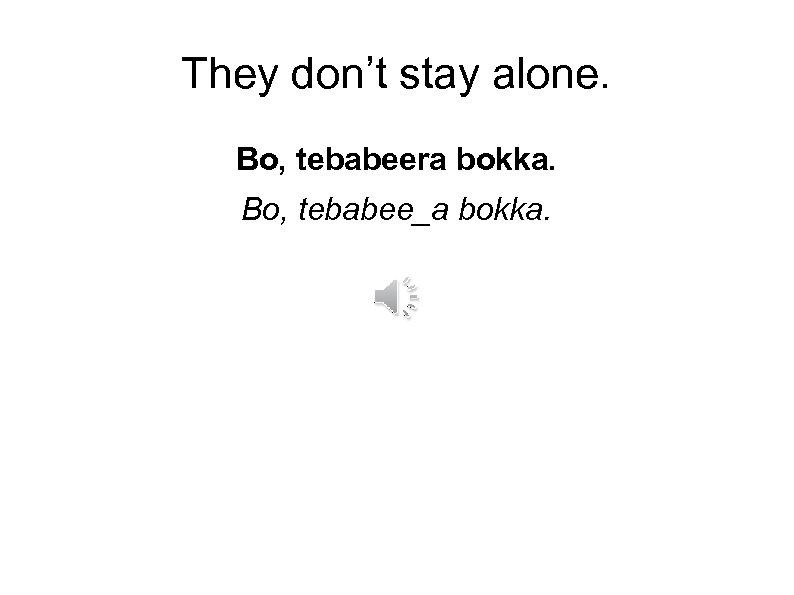 They don’t stay alone. Bo, tebabeera bokka. Bo, tebabee_a bokka. 