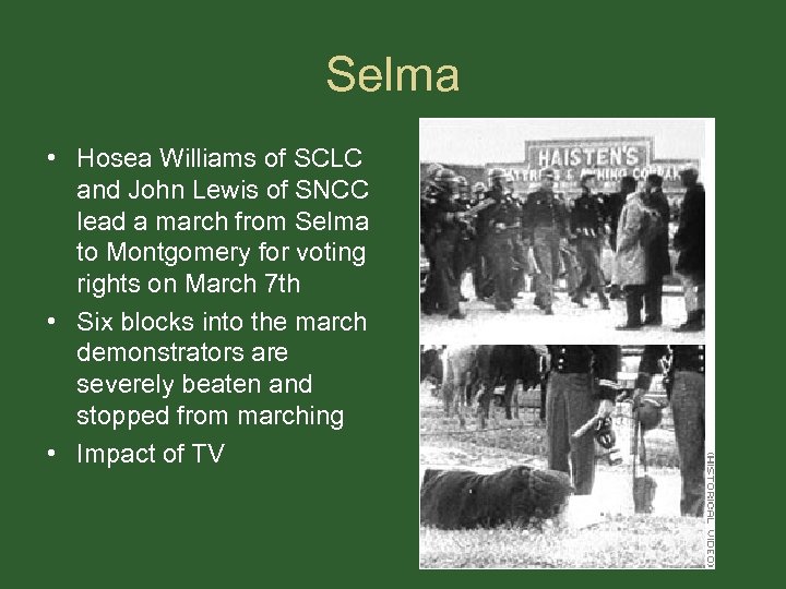 Selma • Hosea Williams of SCLC and John Lewis of SNCC lead a march