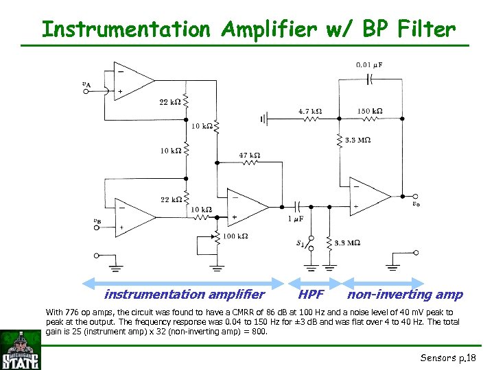 Instrumentation Amplifier w/ BP Filter instrumentation amplifier HPF non-inverting amp With 776 op amps,