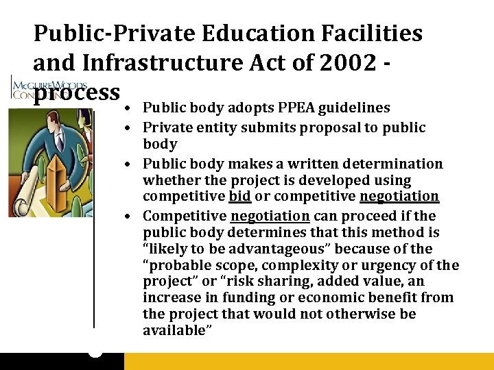 Public-Private Education Facilities and Infrastructure Act of 2002 process • Public body adopts PPEA