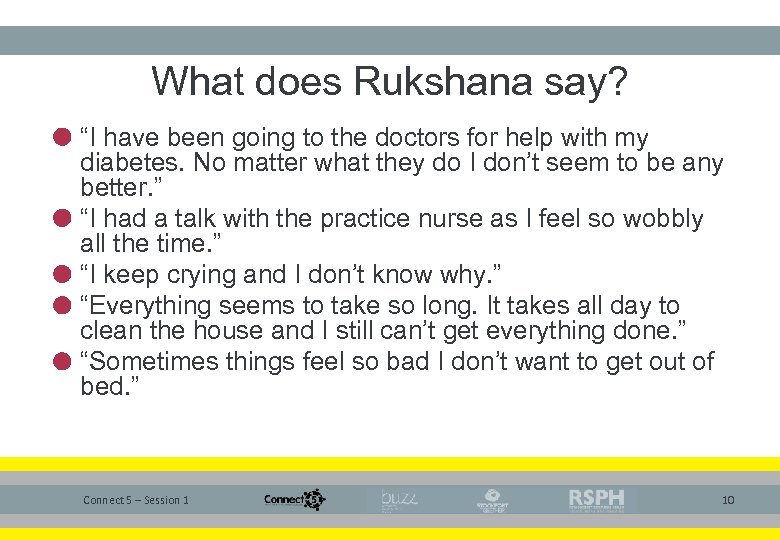 What does Rukshana say? “I have been going to the doctors for help with