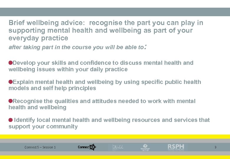 Brief wellbeing advice: recognise the part you can play in supporting mental health and