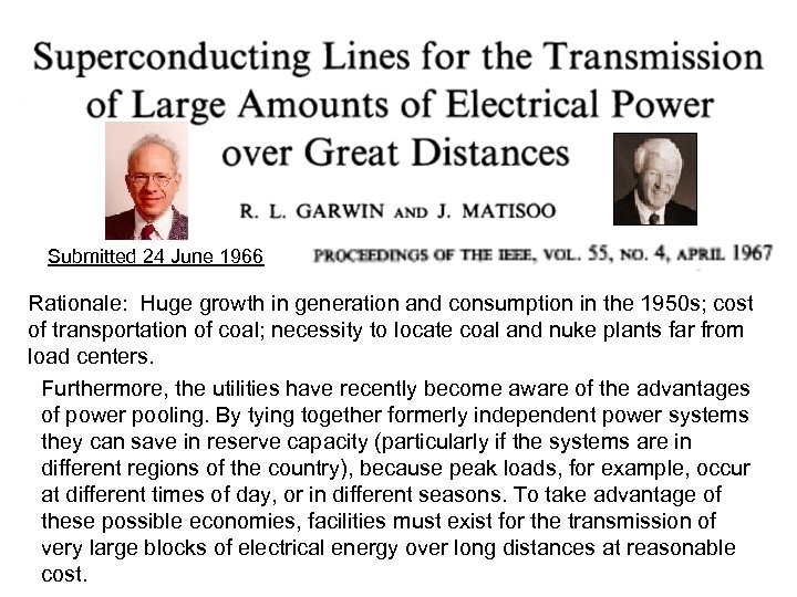 Submitted 24 June 1966 Rationale: Huge growth in generation and consumption in the 1950