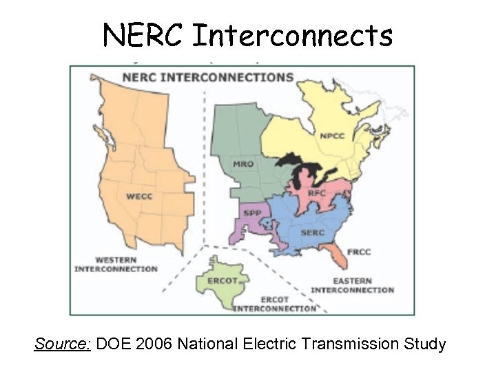 NERC Interconnects Source: DOE 2006 National Electric Transmission Study 