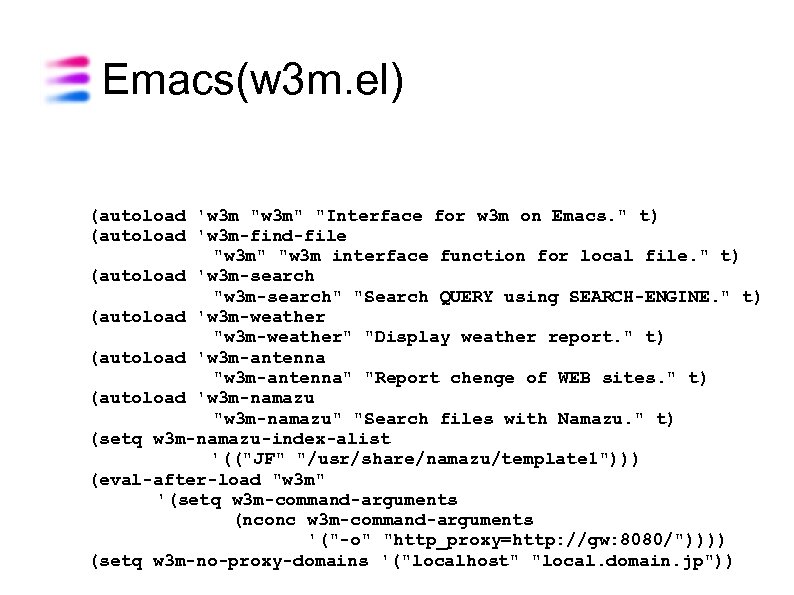 Emacs(w 3 m. el) (autoload 'w 3 m "w 3 m" "Interface for w