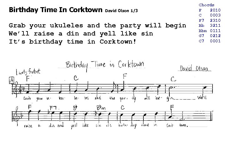 Birthday Time In Corktown David Olson 1/3 Grab your ukuleles and the party will