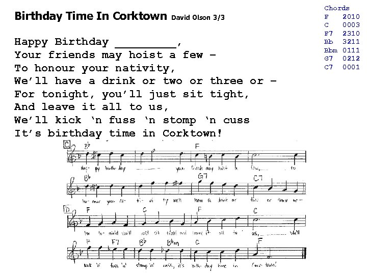 Birthday Time In Corktown David Olson 3/3 Happy Birthday _____, Your friends may hoist