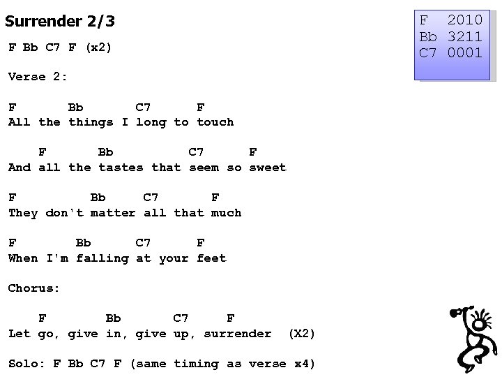 Surrender 2/3 F 2010 Bb 3211 C 7 0001 F Bb C 7 F