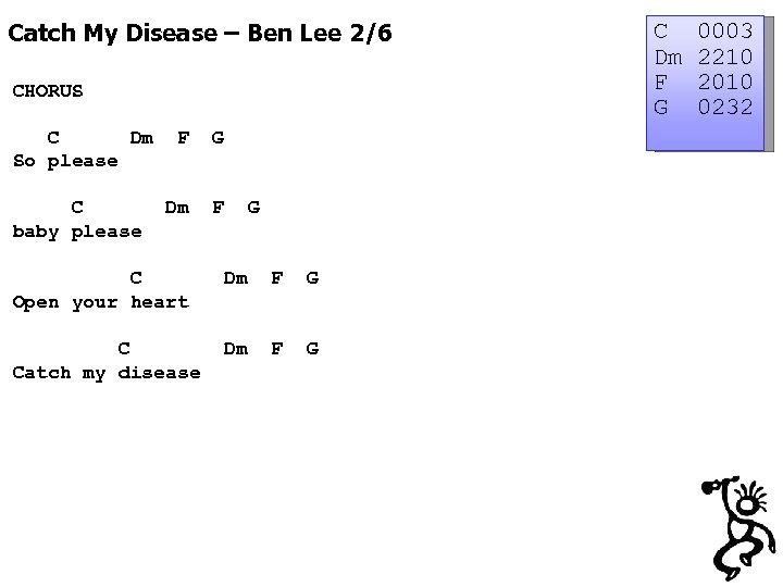 Catch My Disease – Ben Lee 2/6 CHORUS C Dm So please C baby