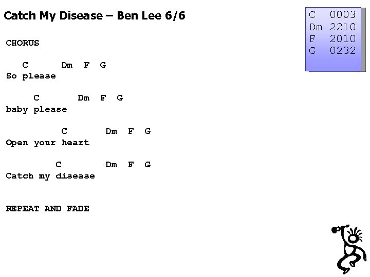 Catch My Disease – Ben Lee 6/6 CHORUS C Dm So please C baby