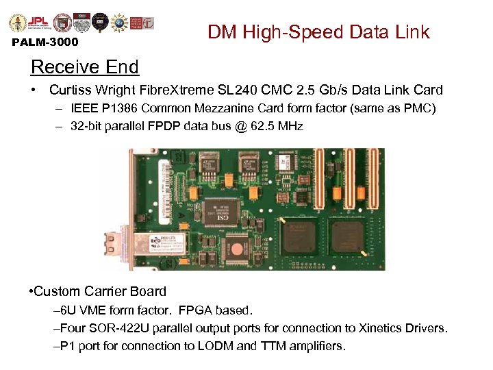 PALM-3000 DM High-Speed Data Link Receive End • Curtiss Wright Fibre. Xtreme SL 240