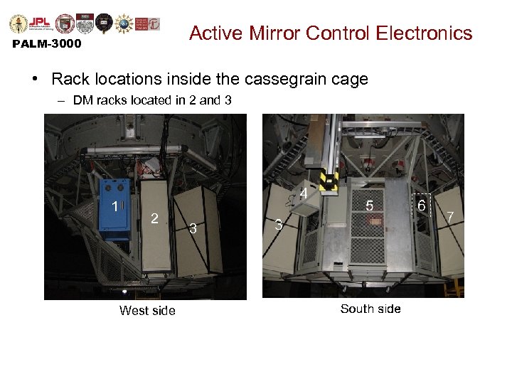 Active Mirror Control Electronics PALM-3000 • Rack locations inside the cassegrain cage – DM