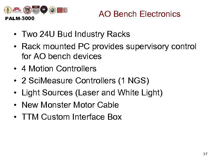 PALM-3000 AO Bench Electronics • Two 24 U Bud Industry Racks • Rack mounted