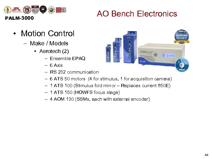 AO Bench Electronics PALM-3000 • Motion Control – Make / Models • Aerotech (2)