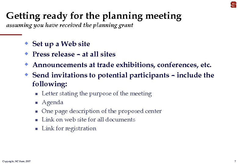 Getting ready for the planning meeting assuming you have received the planning grant w
