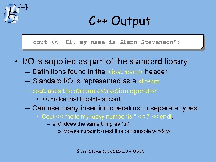 C++ Output cout << 