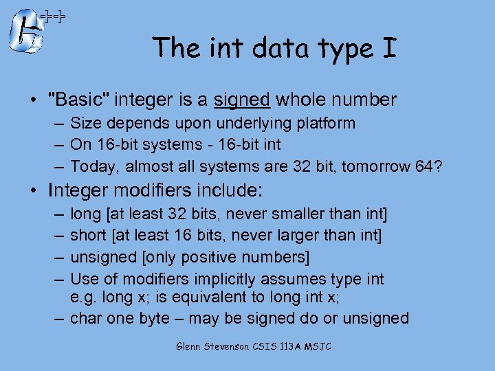 The int data type I • 