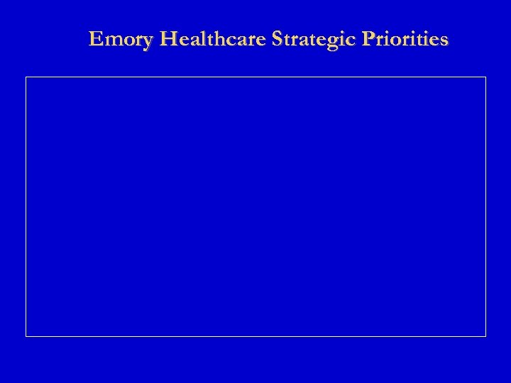 Emory Healthcare Strategic Priorities 